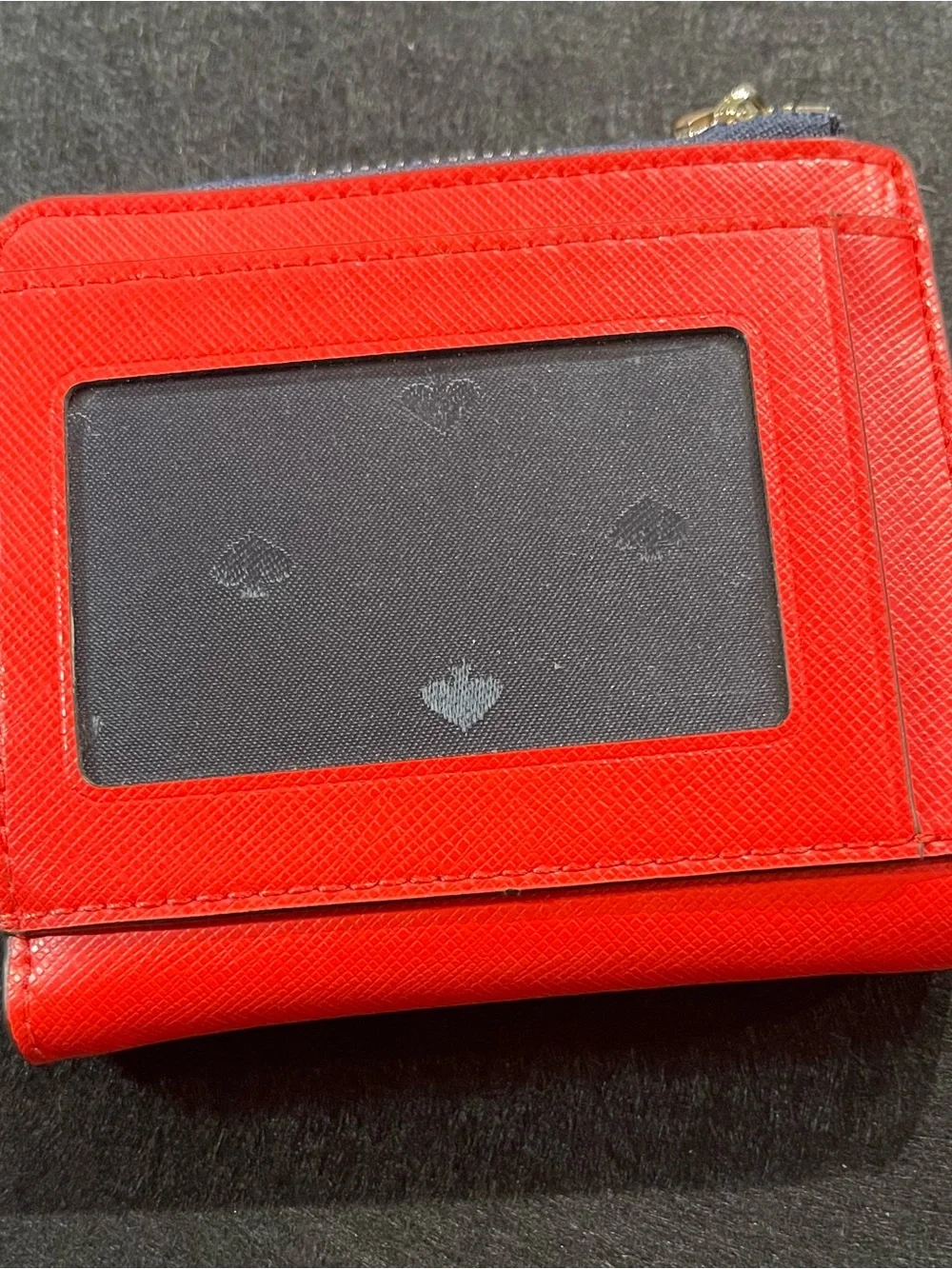 kate spade Red and Cream Zip-Around Compact Wallet